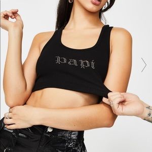Dolls Kill Poster Grl Crop Top Rhinestone Tank